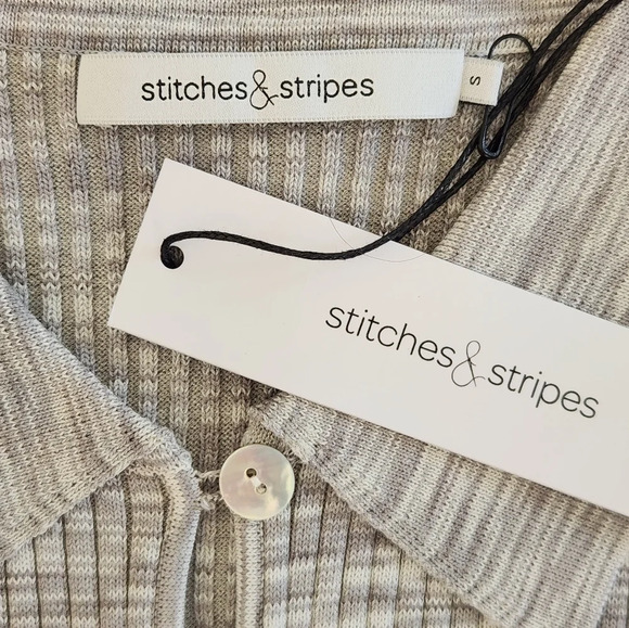 NWT || STITCHES & STRIPES || heathered gray, polo, collared, ribbed, fitted - Picture 6 of 6